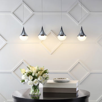 Elyse Teardrop Modern Mid-Century Iron/Acrylic Integrated Linear LED Pendant - JONATHAN Y